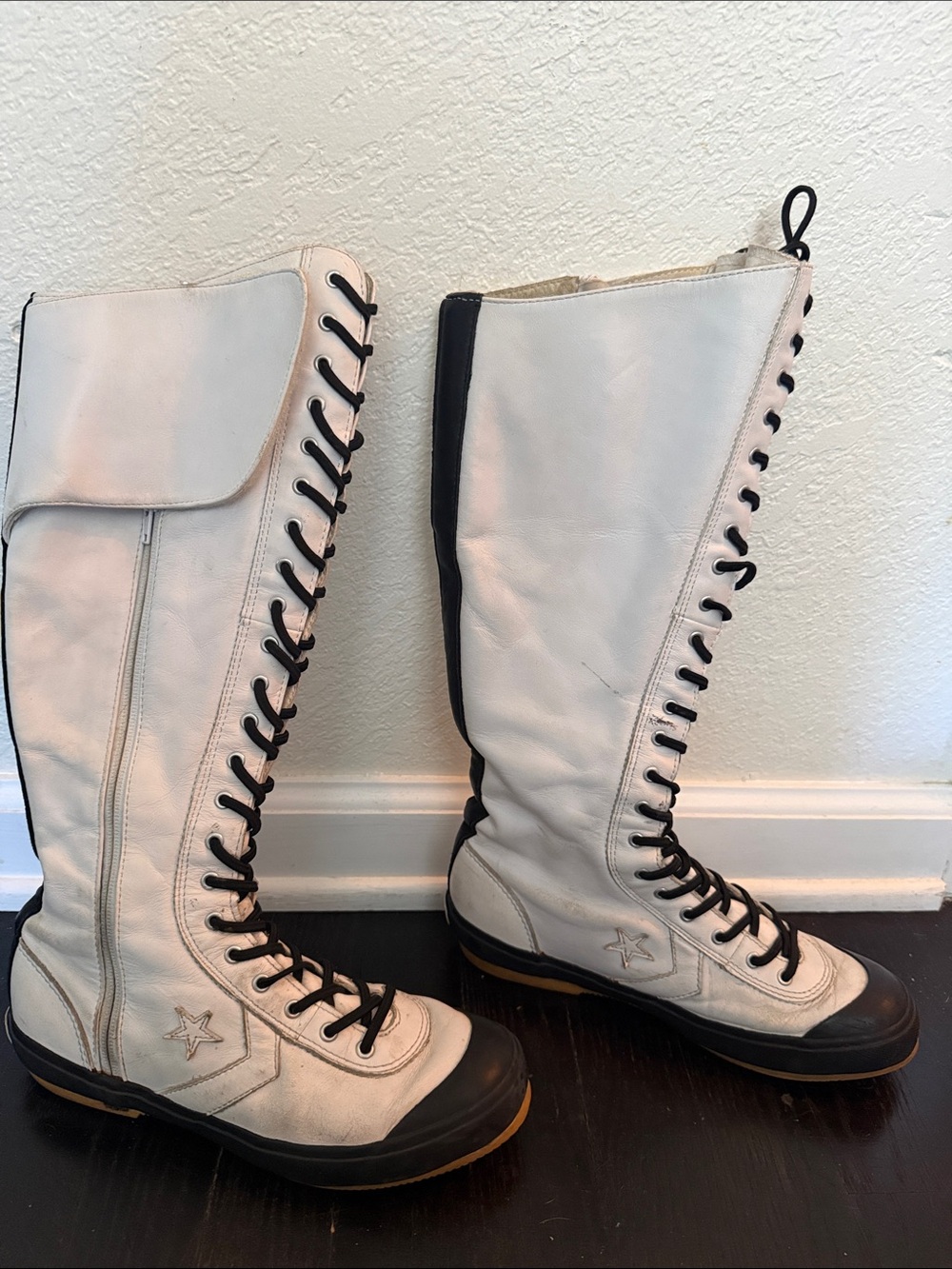 Converse White Leather XP Lace-Up Knee-High Gender Neutral Boots